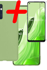 BASEY. Hoes Geschikt voor OPPO Find X5 Lite Hoesje Siliconen Back Cover Case Met Screenprotector - Hoesje Geschikt voor OPPO X5 Lite Hoes Cover Hoesje - Groen