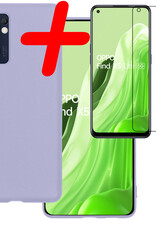 OPPO Find X5 Lite Hoesje Siliconen Back Cover Case Met Screenprotector - OPPO Find X5 Lite Hoes Silicone Case Hoesje - Lila
