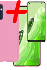 BASEY. Hoes Geschikt voor OPPO Find X5 Lite Hoesje Siliconen Back Cover Case Met Screenprotector - Hoesje Geschikt voor OPPO X5 Lite Hoes Cover Hoesje - Lichtroze