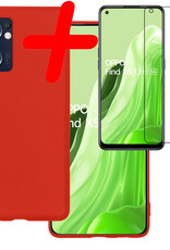 BASEY. Hoes Geschikt voor OPPO Find X5 Lite Hoesje Siliconen Back Cover Case Met Screenprotector - Hoesje Geschikt voor OPPO X5 Lite Hoes Cover Hoesje - Rood