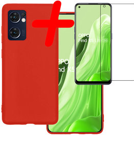 BASEY. BASEY. OPPO Find X5 Lite Hoesje Siliconen Met Screenprotector - Rood