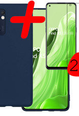 BASEY. Hoes Geschikt voor OPPO Find X5 Lite Hoesje Siliconen Back Cover Case Met 2x Screenprotector - Hoesje Geschikt voor OPPO X5 Lite Hoes Cover Hoesje - Donkerblauw