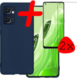 BASEY. BASEY. OPPO Find X5 Lite Hoesje Siliconen Met 2x Screenprotector - Donkerblauw