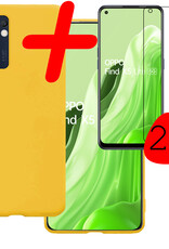 BASEY. Hoes Geschikt voor OPPO Find X5 Lite Hoesje Siliconen Back Cover Case Met 2x Screenprotector - Hoesje Geschikt voor OPPO X5 Lite Hoes Cover Hoesje - Geel