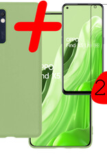 Hoes Geschikt voor OPPO Find X5 Lite Hoesje Siliconen Back Cover Case Met 2x Screenprotector - Hoesje Geschikt voor OPPO X5 Lite Hoes Cover Hoesje - Groen