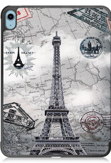 BASEY. Hoesje Geschikt voor iPad 2022 Hoes Case Tablet Hoesje Tri-fold Met Screenprotector - Hoes Geschikt voor iPad 10 Hoesje Hard Cover Bookcase Hoes - Eiffeltoren