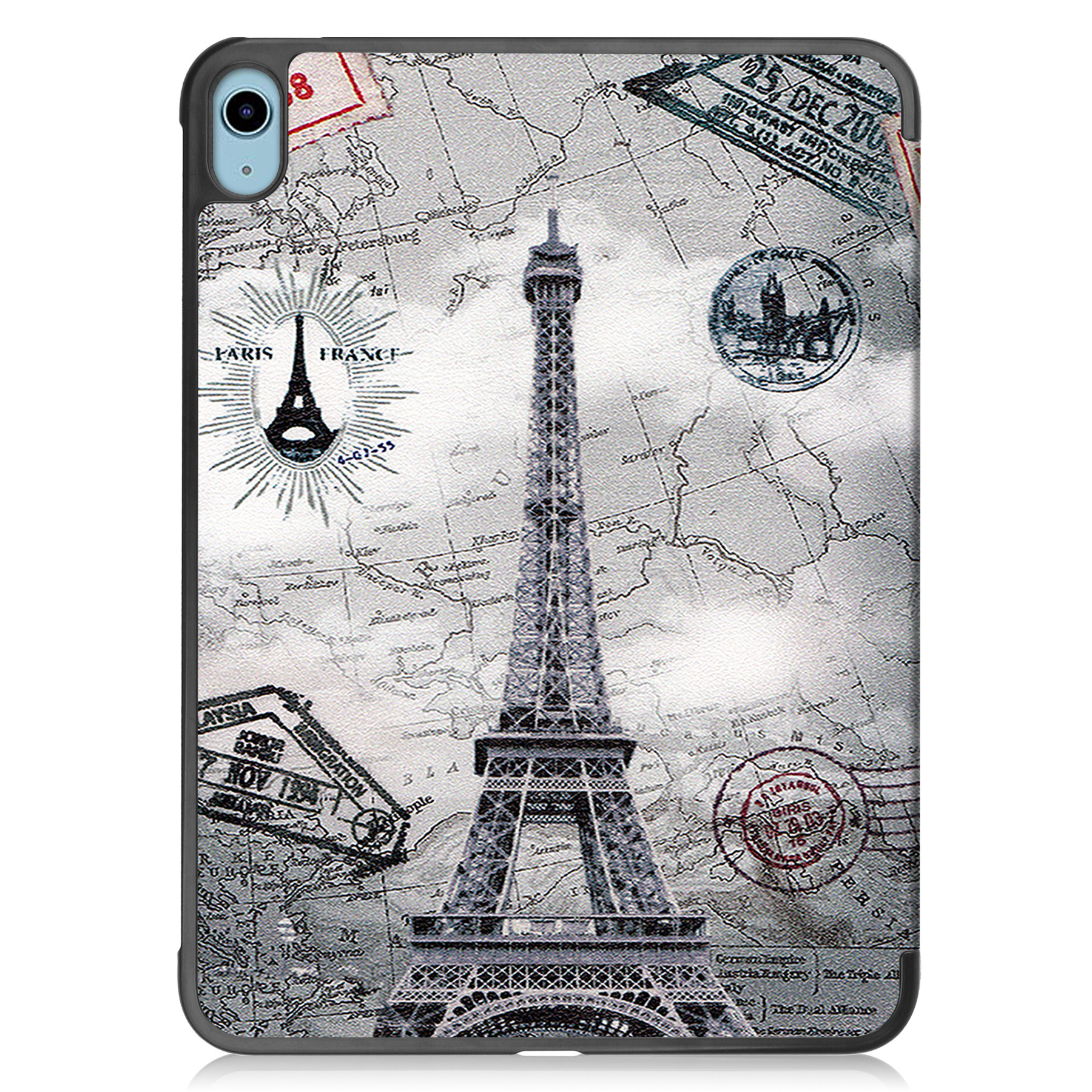 BASEY. Hoesje Geschikt voor iPad 2022 Hoes Case Tablet Hoesje Tri-fold Met Screenprotector - Hoes Geschikt voor iPad 10 Hoesje Hard Cover Bookcase Hoes - Eiffeltoren