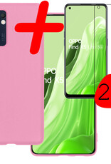BASEY. Hoes Geschikt voor OPPO Find X5 Lite Hoesje Siliconen Back Cover Case Met 2x Screenprotector - Hoesje Geschikt voor OPPO X5 Lite Hoes Cover Hoesje - Lichtroze