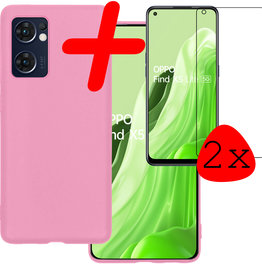 BASEY. BASEY. OPPO Find X5 Lite Hoesje Siliconen Met 2x Screenprotector - Lichtroze