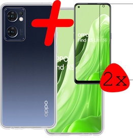 BASEY. OPPO Find X5 Lite Hoesje Siliconen Met 2x Screenprotector - Rood
