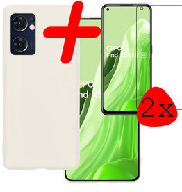 BASEY. BASEY. OPPO Find X5 Lite Hoesje Siliconen Met 2x Screenprotector - Wit