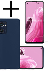 NoXx Hoes Geschikt voor OPPO Find X5 Lite Hoesje Cover Siliconen Back Case Hoes Met Screenprotector - Donkerblauw