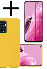 NoXx Hoes Geschikt voor OPPO Find X5 Lite Hoesje Cover Siliconen Back Case Hoes Met Screenprotector - Geel