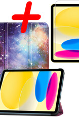 BASEY. Hoesje Geschikt voor iPad 2022 Hoes Case Tablet Hoesje Tri-fold Met Screenprotector - Hoes Geschikt voor iPad 10 Hoesje Hard Cover Bookcase Hoes - Galaxy