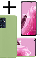 NoXx Hoes Geschikt voor OPPO Find X5 Lite Hoesje Cover Siliconen Back Case Hoes Met Screenprotector - Groen