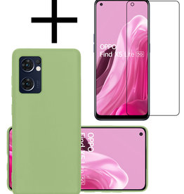 NoXx NoXx OPPO Find X5 Lite Hoesje Siliconen Met Screenprotector - Groen