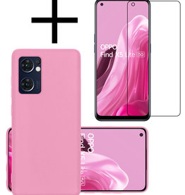 NoXx NoXx OPPO Find X5 Lite Hoesje Siliconen Met Screenprotector - Lichtroze