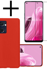 NoXx Hoes Geschikt voor OPPO Find X5 Lite Hoesje Cover Siliconen Back Case Hoes Met Screenprotector - Rood