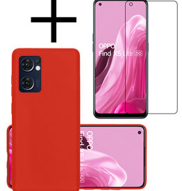 NoXx NoXx OPPO Find X5 Lite Hoesje Siliconen Met Screenprotector - Rood