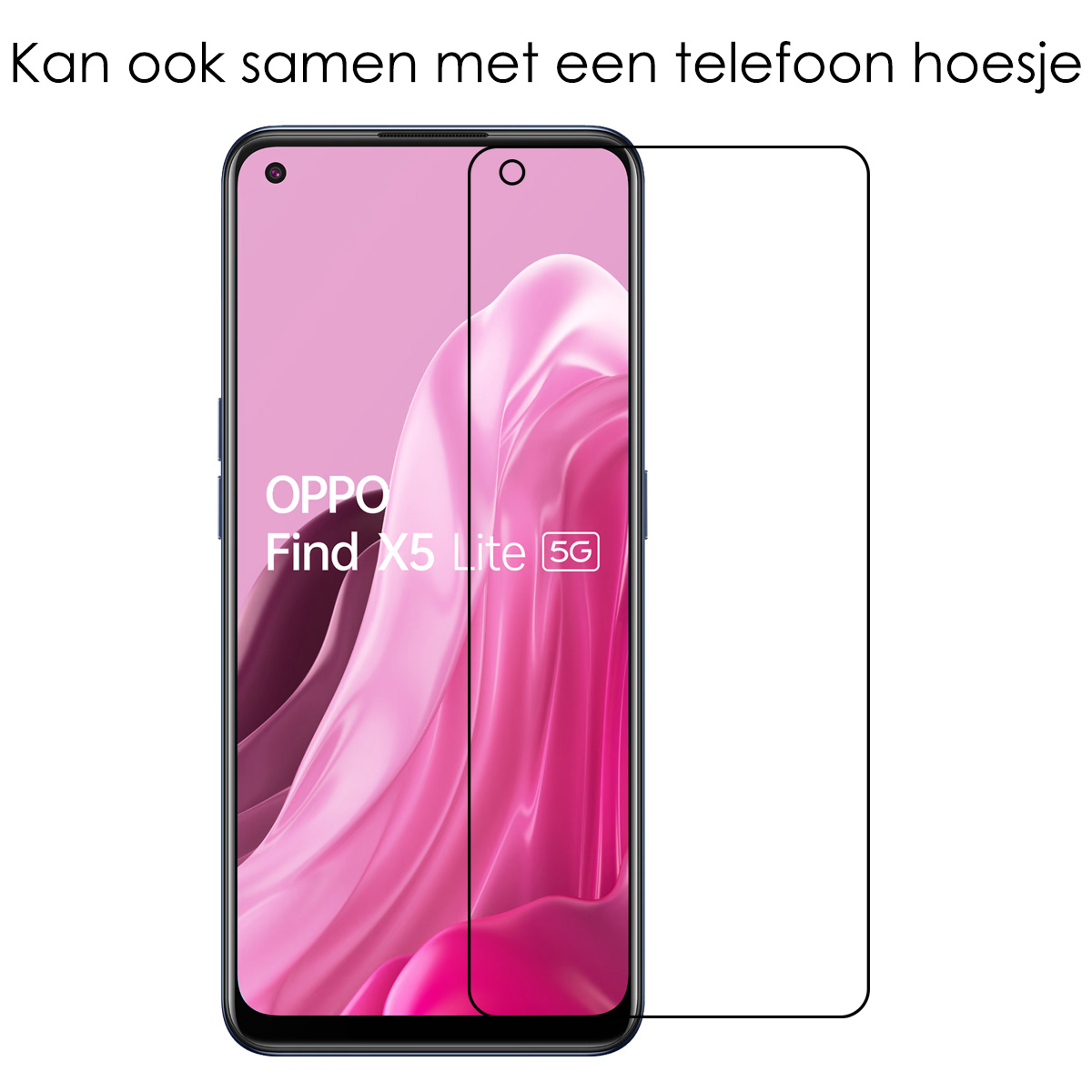 OPPO Find X5 Lite Hoesje Back Cover Siliconen Case Hoes Met Screenprotector - Wit