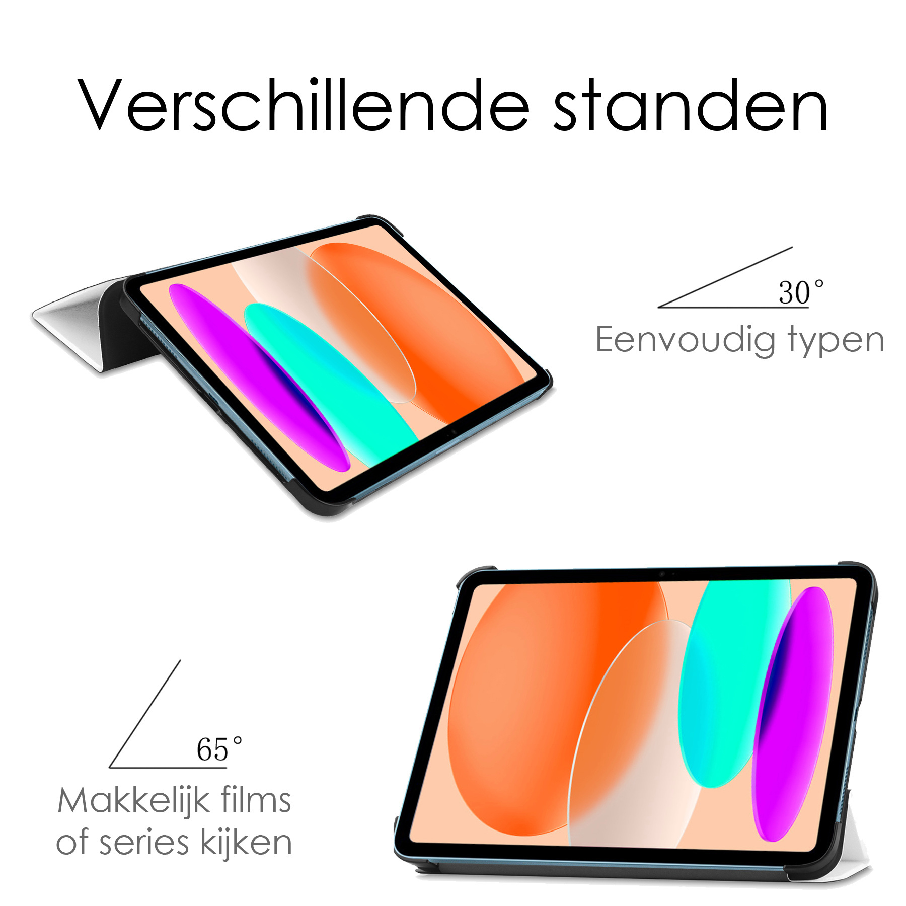 iPad 10 2022 Hoesje Hardcover Hoes Book Case Met Screenprotector - Wit