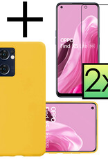 NoXx Hoes Geschikt voor OPPO Find X5 Lite Hoesje Cover Siliconen Back Case Hoes Met 2x Screenprotector - Geel
