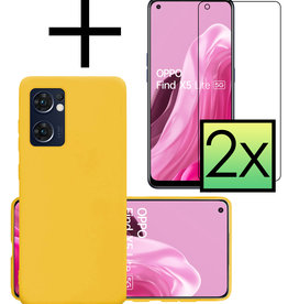 NoXx NoXx OPPO Find X5 Lite Hoesje Siliconen Met 2x Screenprotector - Geel