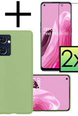 NoXx Hoes Geschikt voor OPPO Find X5 Lite Hoesje Cover Siliconen Back Case Hoes Met 2x Screenprotector - Groen
