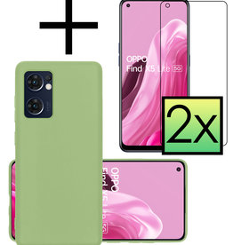 NoXx NoXx OPPO Find X5 Lite Hoesje Siliconen Met 2x Screenprotector - Groen