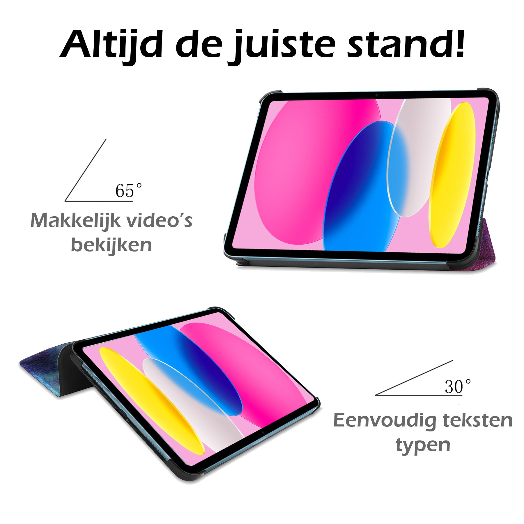 Nomfy Hoes Geschikt voor iPad 2022 Hoes Tri-fold Tablet Hoesje Case Met Screenprotector - Hoesje Geschikt voor iPad 10 Hoesje Hardcover Bookcase - Galaxy