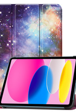 Nomfy Hoes Geschikt voor iPad 2022 Hoes Tri-fold Tablet Hoesje Case Met Screenprotector - Hoesje Geschikt voor iPad 10 Hoesje Hardcover Bookcase - Galaxy