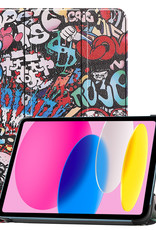 Nomfy Hoes Geschikt voor iPad 2022 Hoes Tri-fold Tablet Hoesje Case Met Screenprotector - Hoesje Geschikt voor iPad 10 Hoesje Hardcover Bookcase - Graffity