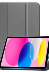 Nomfy Hoes Geschikt voor iPad 2022 Hoes Tri-fold Tablet Hoesje Case Met Screenprotector - Hoesje Geschikt voor iPad 10 Hoesje Hardcover Bookcase - Grijs