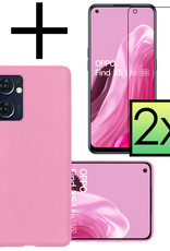 NoXx Hoes Geschikt voor OPPO Find X5 Lite Hoesje Cover Siliconen Back Case Hoes Met 2x Screenprotector - Lichtroze