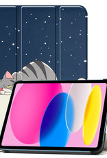 Nomfy Hoes Geschikt voor iPad 2022 Hoes Tri-fold Tablet Hoesje Case Met Screenprotector - Hoesje Geschikt voor iPad 10 Hoesje Hardcover Bookcase - Kat