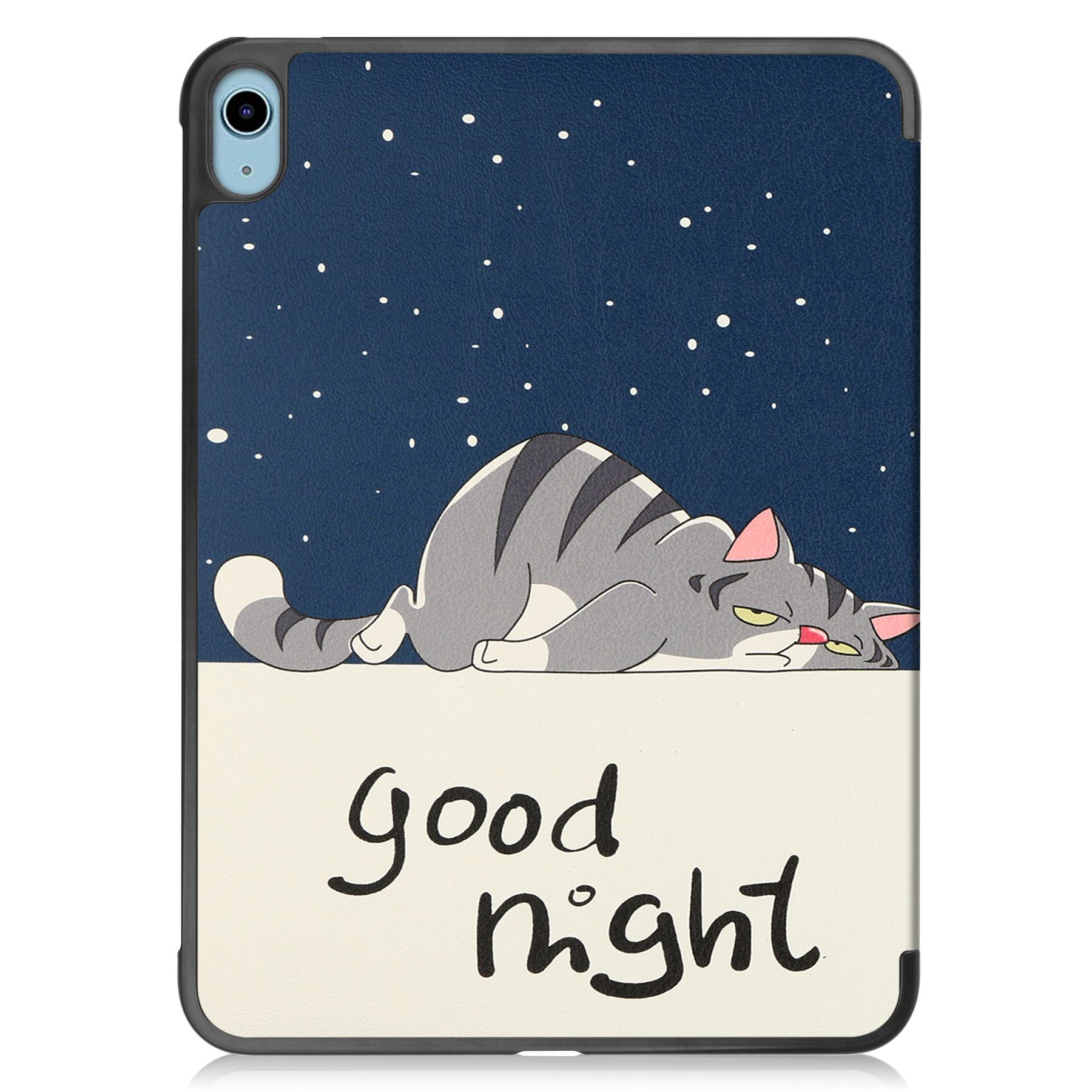 Nomfy Hoes Geschikt voor iPad 2022 Hoes Tri-fold Tablet Hoesje Case Met Screenprotector - Hoesje Geschikt voor iPad 10 Hoesje Hardcover Bookcase - Kat