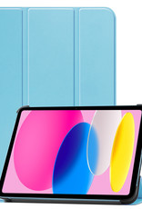 Nomfy Hoes Geschikt voor iPad 2022 Hoes Tri-fold Tablet Hoesje Case Met Screenprotector - Hoesje Geschikt voor iPad 10 Hoesje Hardcover Bookcase - Lichtblauw