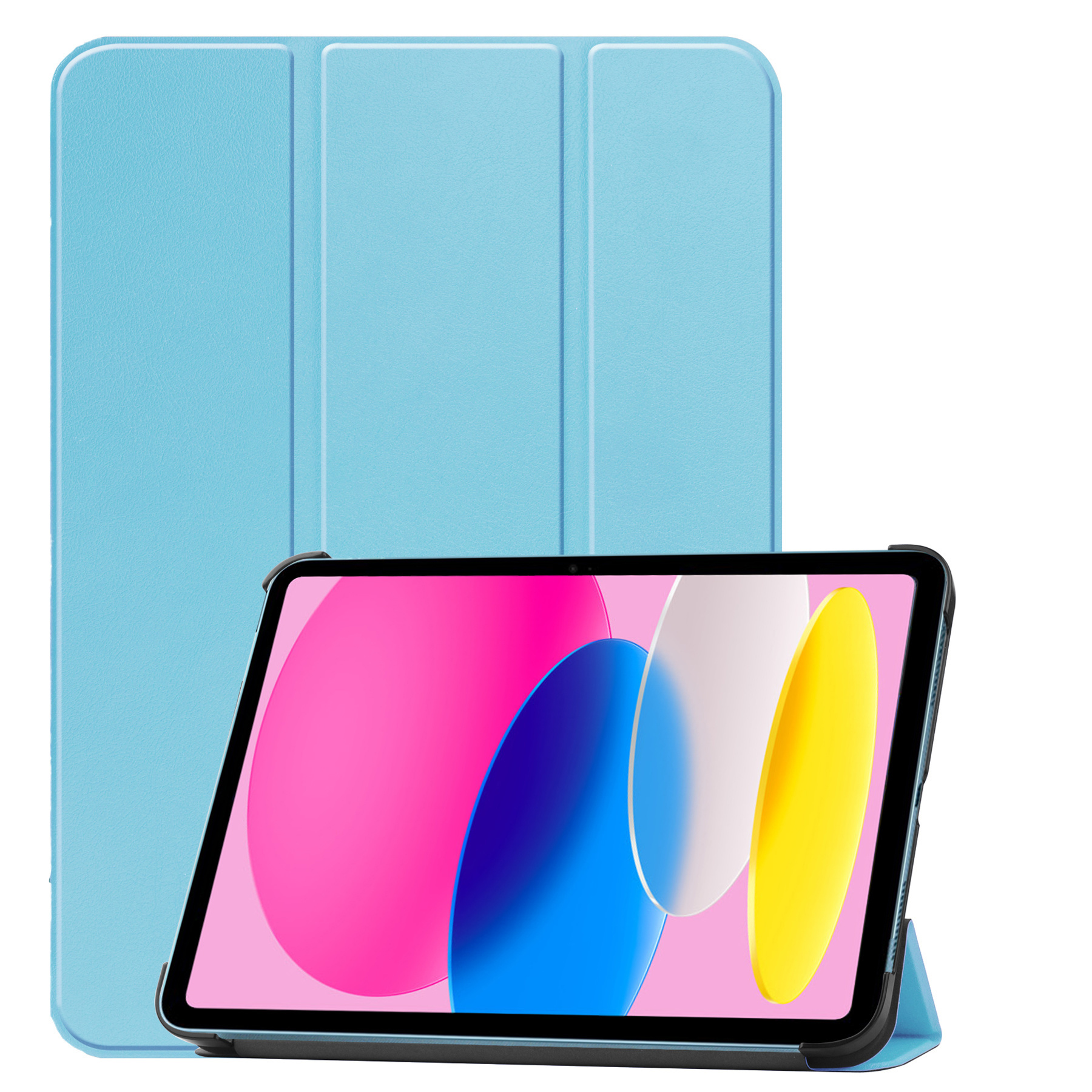 Nomfy Hoes Geschikt voor iPad 2022 Hoes Tri-fold Tablet Hoesje Case Met Screenprotector - Hoesje Geschikt voor iPad 10 Hoesje Hardcover Bookcase - Lichtblauw
