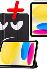 BASEY. Hoesje Geschikt voor iPad 2022 Hoes Case Tablet Hoesje Tri-fold Met Screenprotector - Hoes Geschikt voor iPad 10 Hoesje Hard Cover Bookcase Hoes - Don't Touch Me