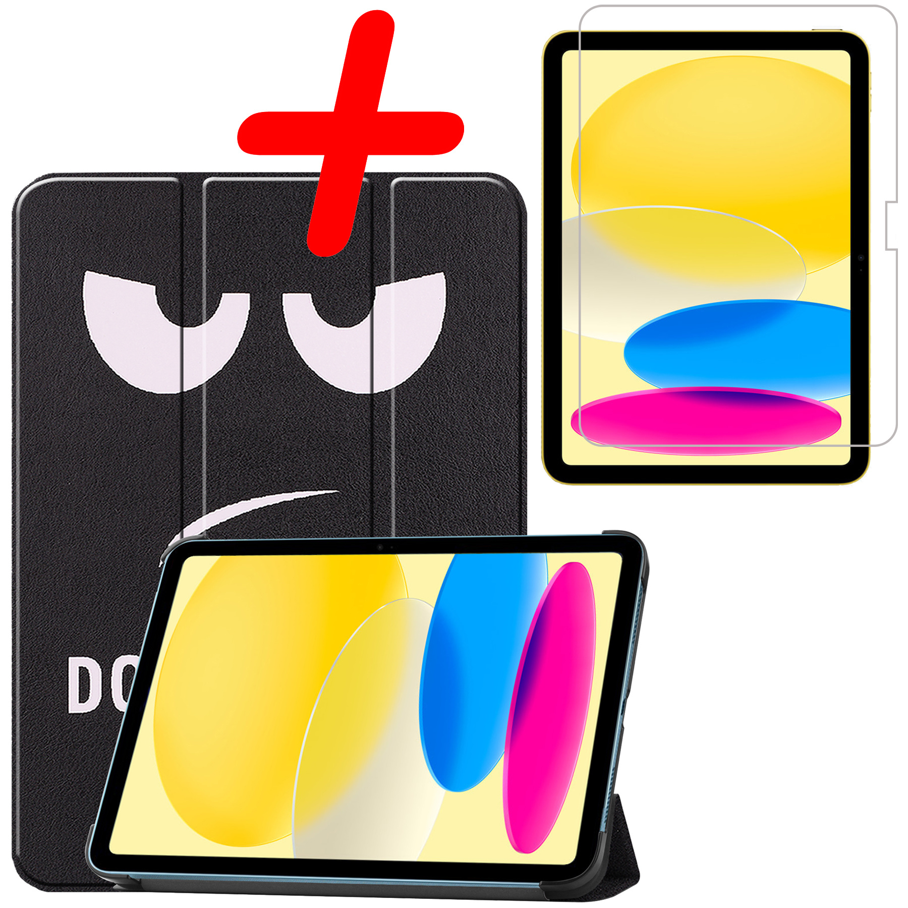 BASEY. Hoesje Geschikt voor iPad 2022 Hoes Case Tablet Hoesje Tri-fold Met Screenprotector - Hoes Geschikt voor iPad 10 Hoesje Hard Cover Bookcase Hoes - Don't Touch Me