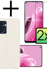 NoXx Hoes Geschikt voor OPPO Find X5 Lite Hoesje Cover Siliconen Back Case Hoes Met 2x Screenprotector - Wit