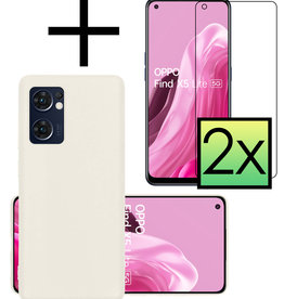NoXx NoXx OPPO Find X5 Lite Hoesje Siliconen Met 2x Screenprotector - Wit
