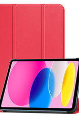 Nomfy Hoes Geschikt voor iPad 2022 Hoes Tri-fold Tablet Hoesje Case Met Screenprotector - Hoesje Geschikt voor iPad 10 Hoesje Hardcover Bookcase - Rood