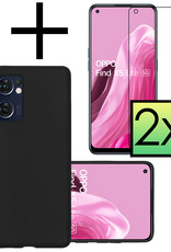 OPPO Find X5 Lite Hoesje Back Cover Siliconen Case Hoes Met 2x Screenprotector - Zwart