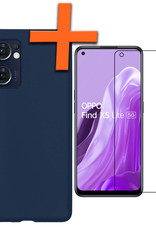 Nomfy Hoesje Geschikt voor OPPO Find X5 Lite Hoesje Siliconen Cover Case Met Screenprotector - Hoes Geschikt voor OPPO X5 Lite Hoes Back Case - Donkerblauw
