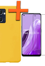 Nomfy Hoesje Geschikt voor OPPO Find X5 Lite Hoesje Siliconen Cover Case Met Screenprotector - Hoes Geschikt voor OPPO X5 Lite Hoes Back Case - Geel