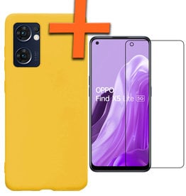 Nomfy Nomfy OPPO Find X5 Lite Hoesje Siliconen Met Screenprotector - Geel