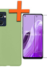 Nomfy Hoesje Geschikt voor OPPO Find X5 Lite Hoesje Siliconen Cover Case Met Screenprotector - Hoes Geschikt voor OPPO X5 Lite Hoes Back Case - Groen