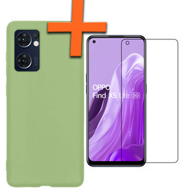 Nomfy Nomfy OPPO Find X5 Lite Hoesje Siliconen Met Screenprotector - Groen