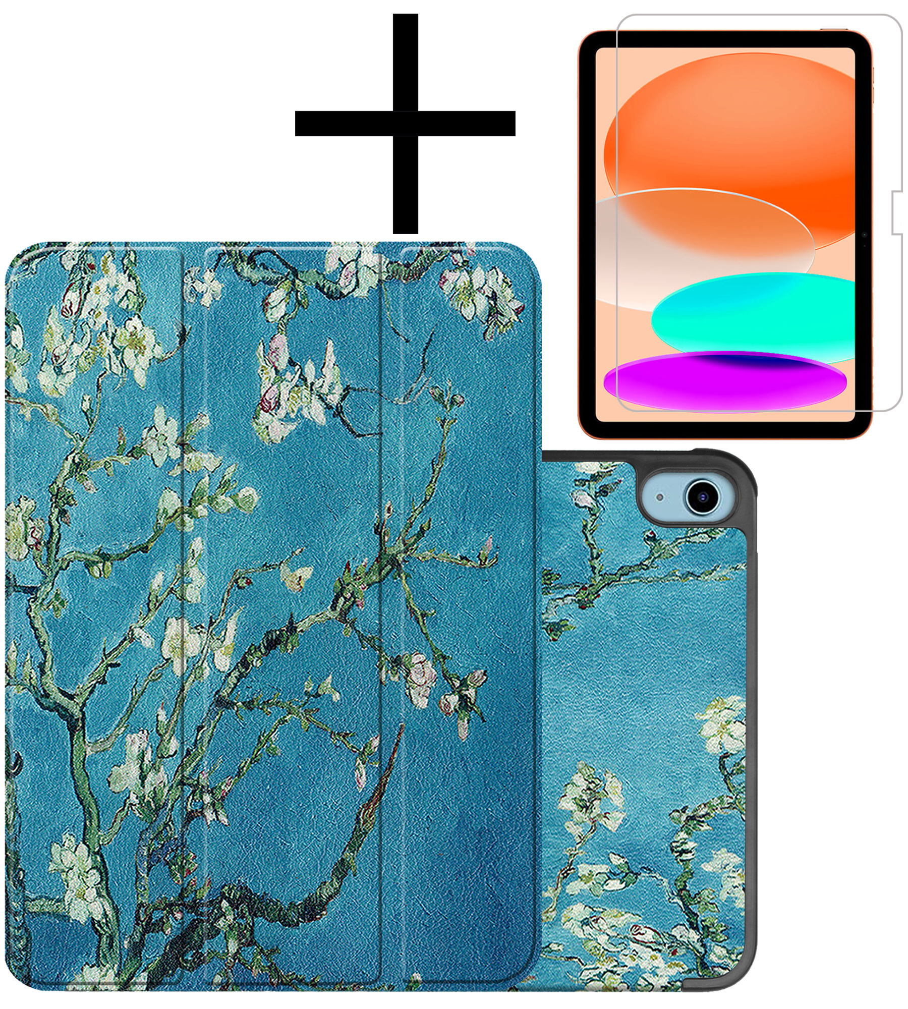 NoXx Hoesje Geschikt voor iPad 2022 Hoesje Case Hard Cover Hoes Book Case Met Screenprotector - Bloesem